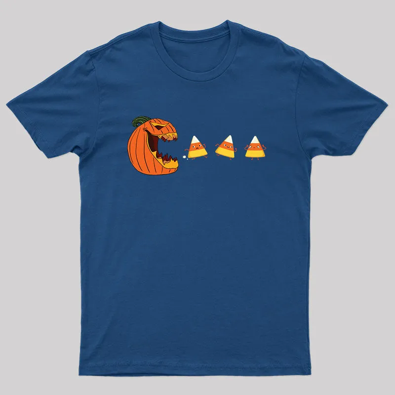 Halloween Gamer Pumpkin Eating Candy Corn T-Shirt