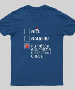 Funny Nice Naughty DnD Christmas T-Shirt