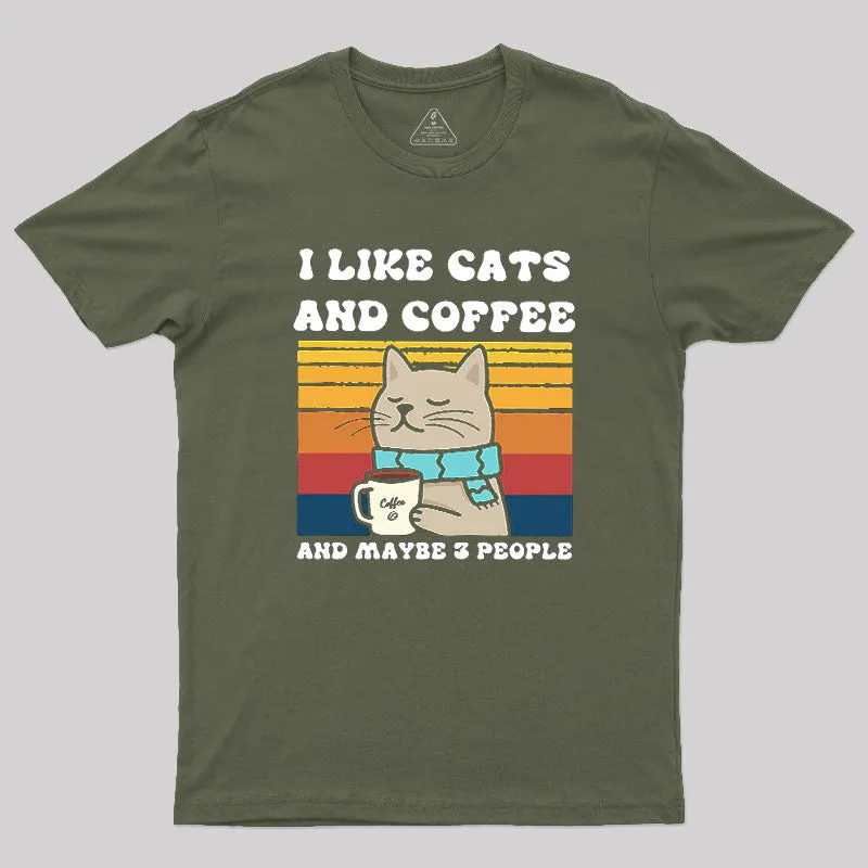 I Like Cats And Coffee And Maybe 3 People Geek T-Shirt - Image 3