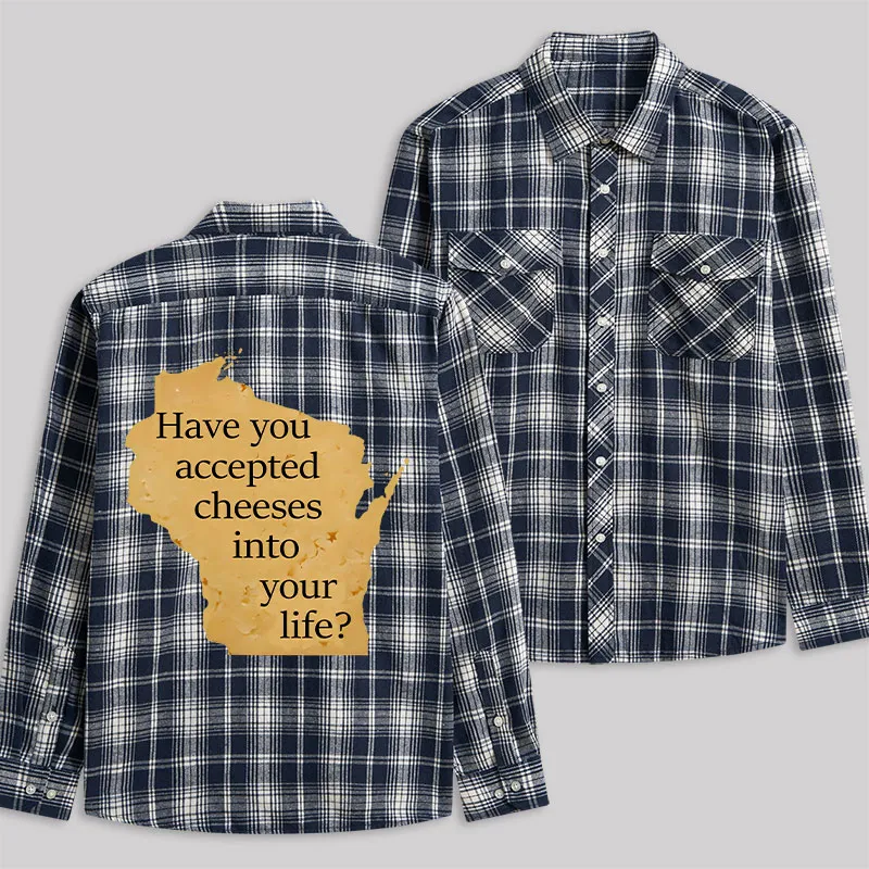 Wisconsin Cheese Pun Plaid Flannel Shirt - Image 4