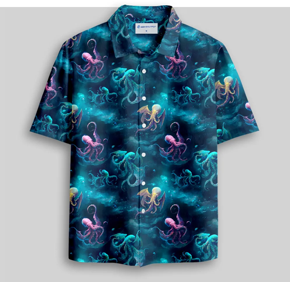 Uncharted Waters of Cthulhu Button Up Pocket Shirt