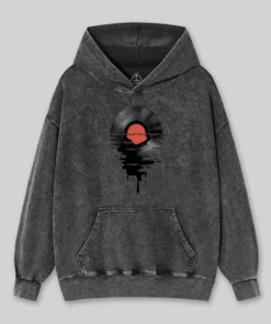 Vinyl LP Music Record Sunset Red Washed Hoodie