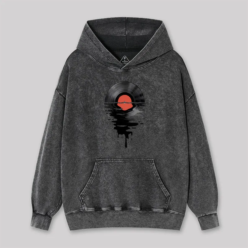 Vinyl LP Music Record Sunset Red Washed Hoodie