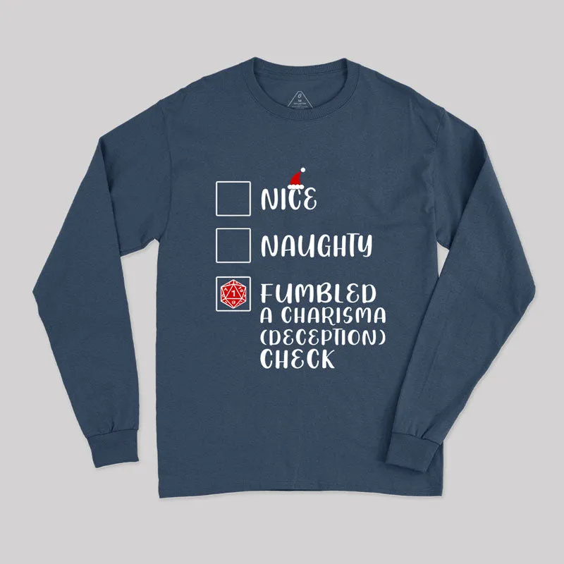 Funny Nice Naughty Fumbled Dice Roll Long Sleeve T-Shirt - Image 3