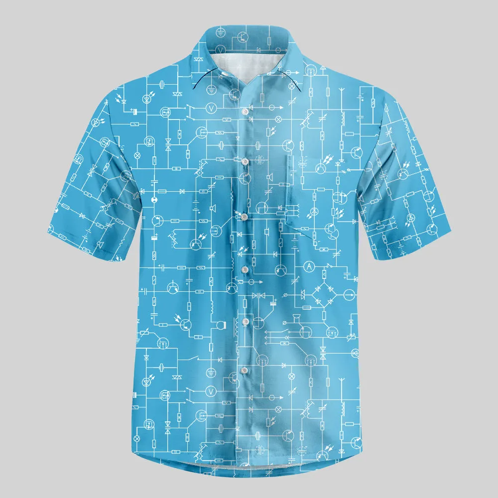 Electronic Components Light Blue Button Up Pocket Shirt