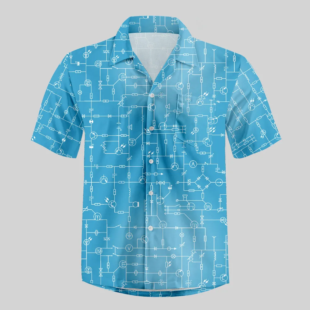 Electronic Components Light Blue Button Up Pocket Shirt - Image 2