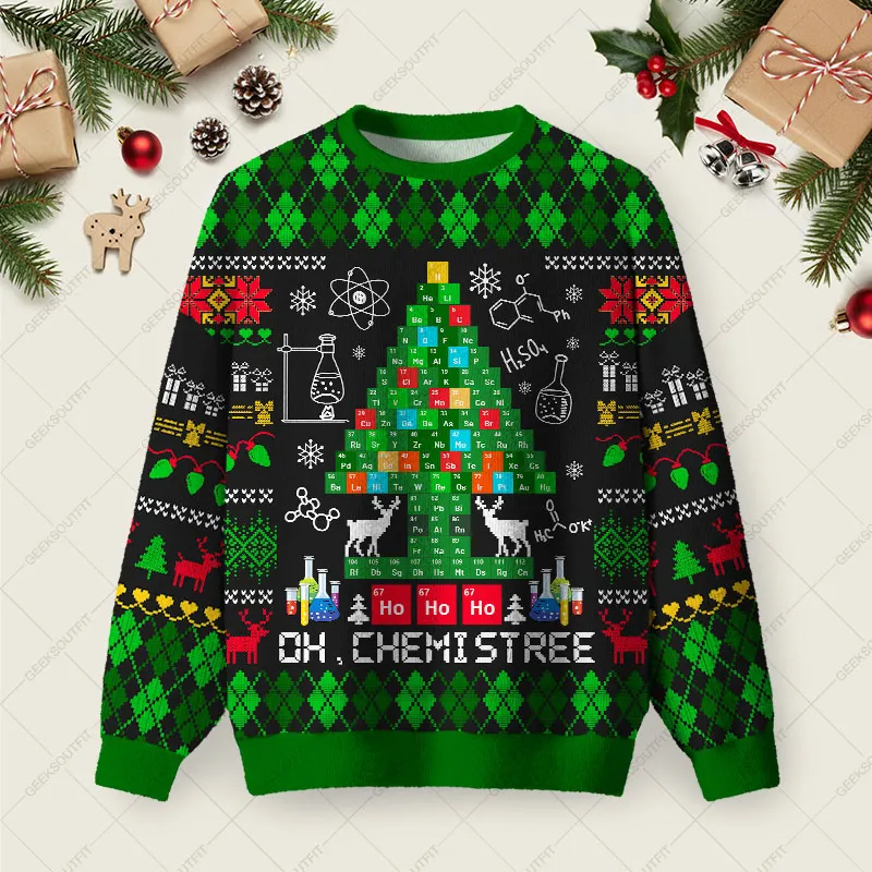 Oh Chemis-tree Ugly Christmas Fuzzy Fleece Sweatshirt