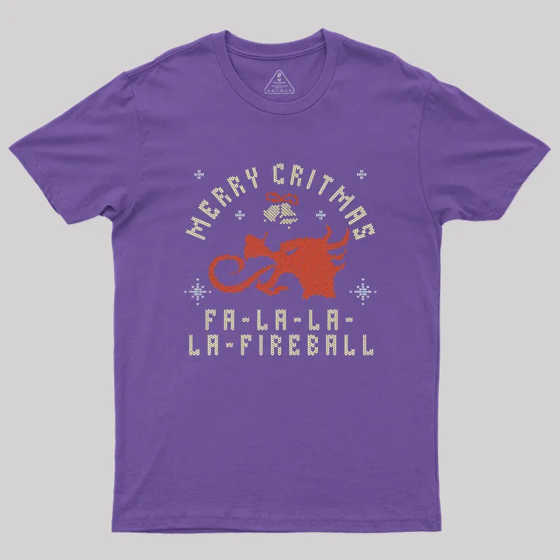 Scifi Merry Critmas Falalala Fireball Geek T-Shirt - Image 4
