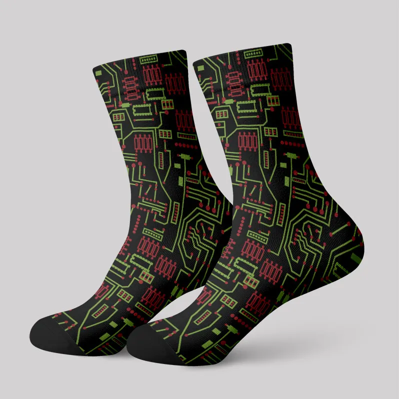 Christmas Circuit Board Men's Socks