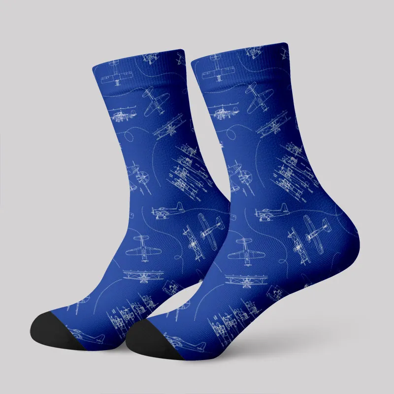 Aircraft Blueprint Men's Socks