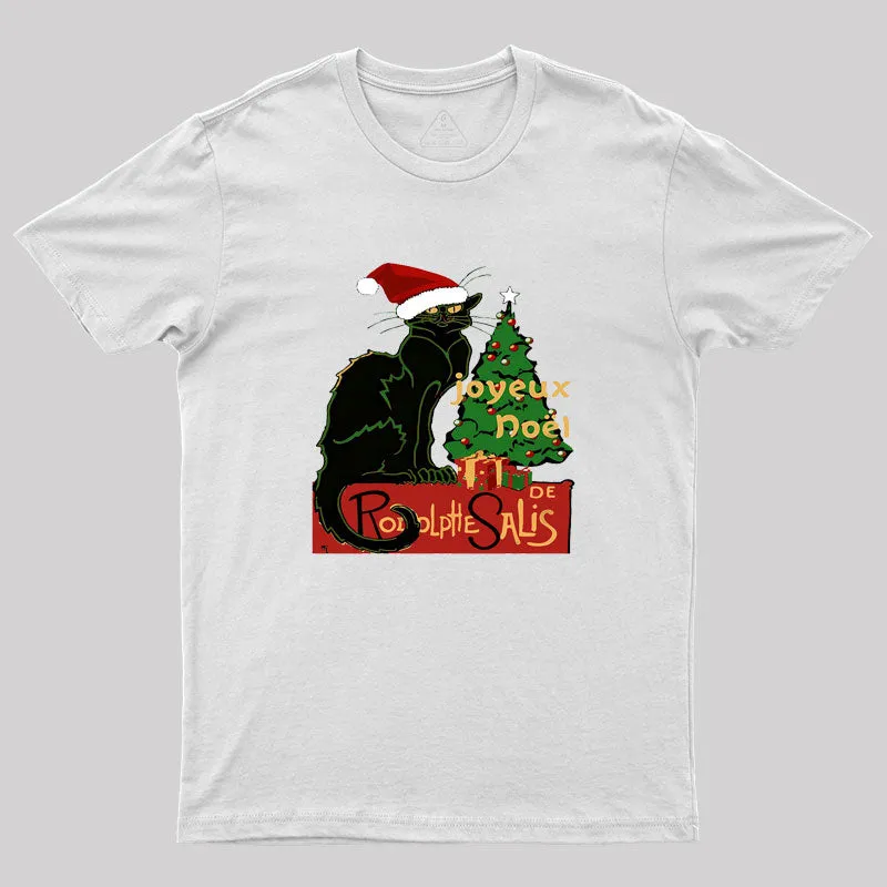 Joyeux Noel Le Chat Noir Spoof With Yule Tree v2 Geek T-Shirt - Image 10