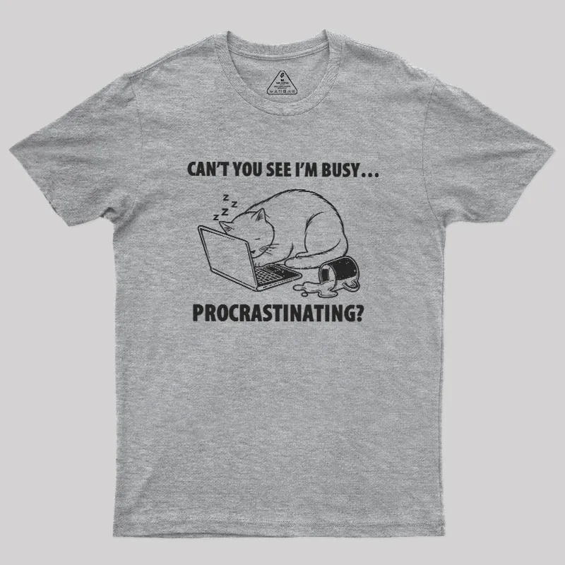 Procrastination Cat Geek T-Shirt - Image 4