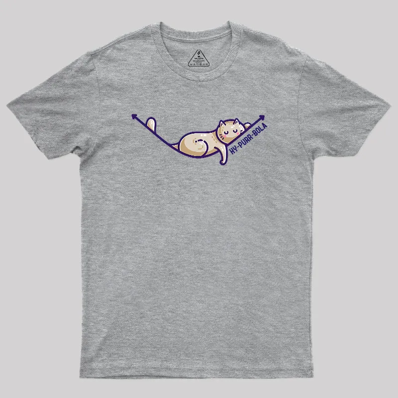 Hy-purr-bola Hyperbola Maths Cat Pun Geek T-Shirt - Image 2