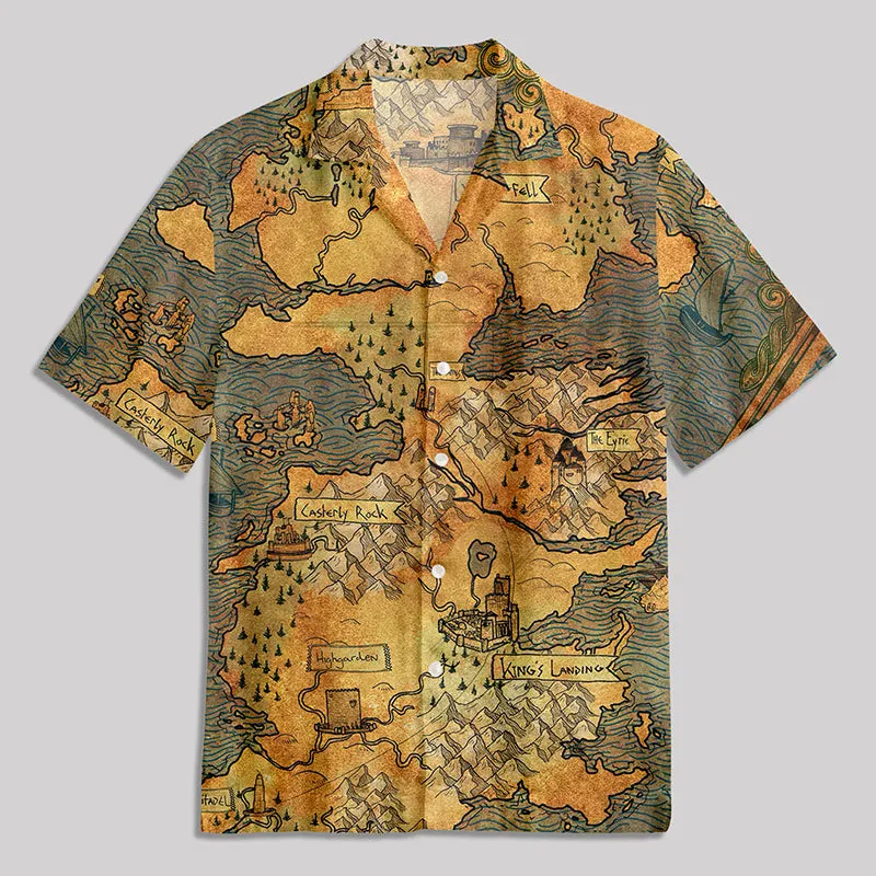 Map of Westeros a Song of Ice and Fire Button Up Pocket Shirt - Image 2