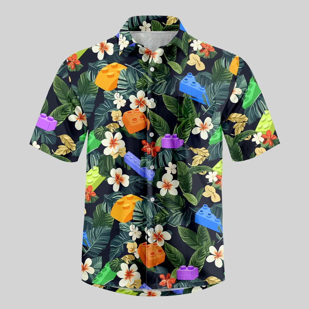 Hawaiian Brick Paradise Button Up Pocket Shirt