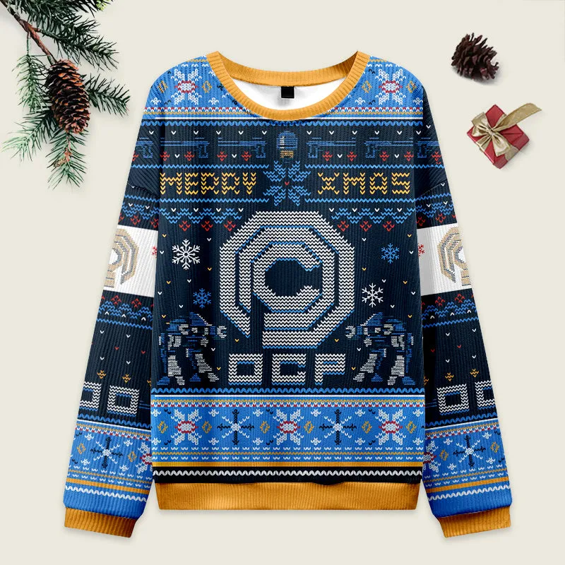 Happy Robo Xmas Blue Ugly Christmas Sweater Sweatshirt
