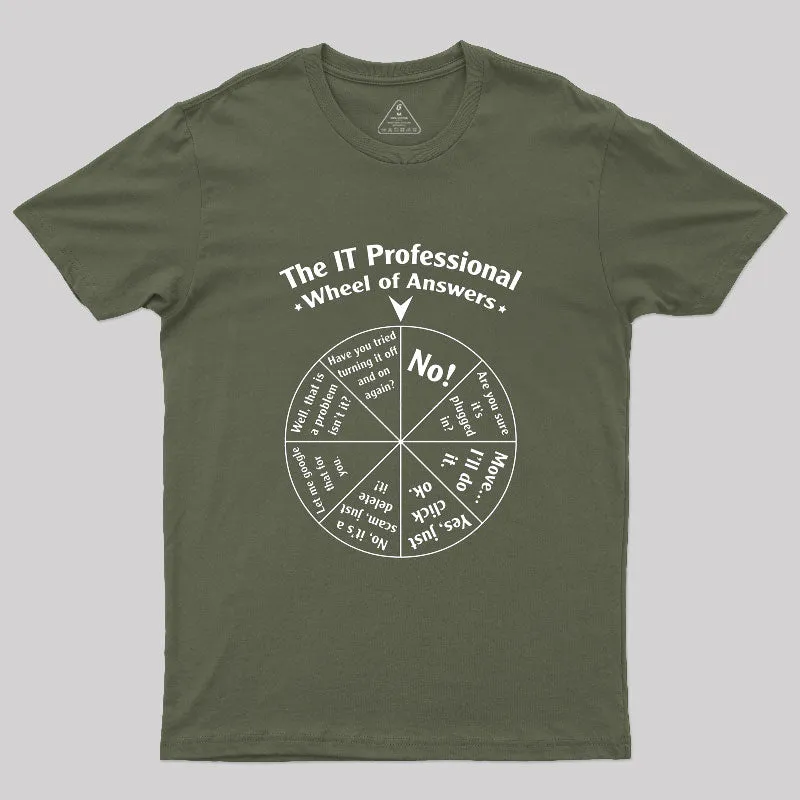 The IT Professional Wheel Of Answers Geek T-Shirt - Image 3
