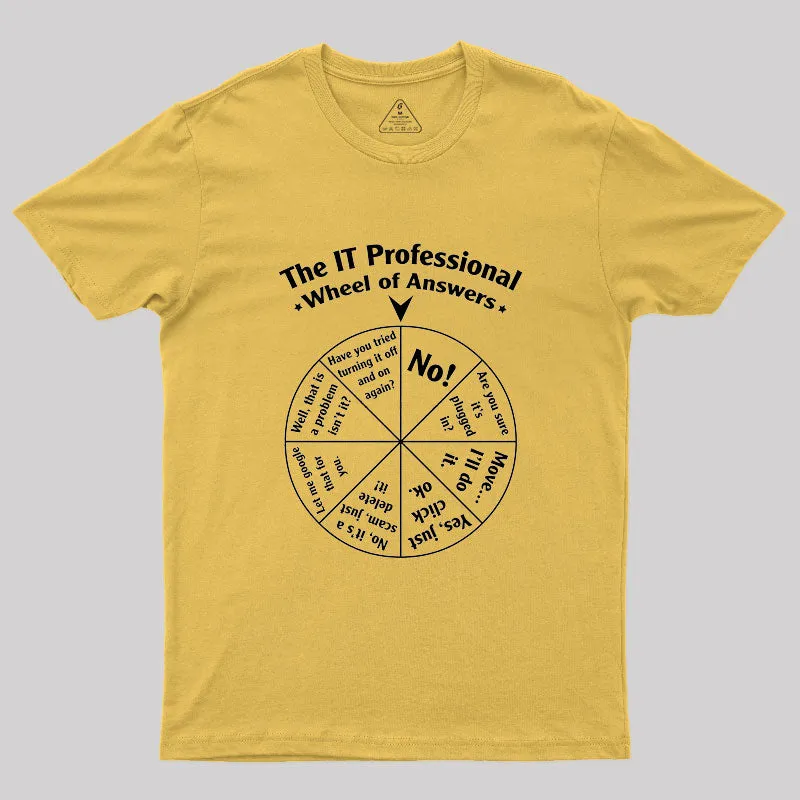 The IT Professional Wheel Of Answers Geek T-Shirt - Image 8