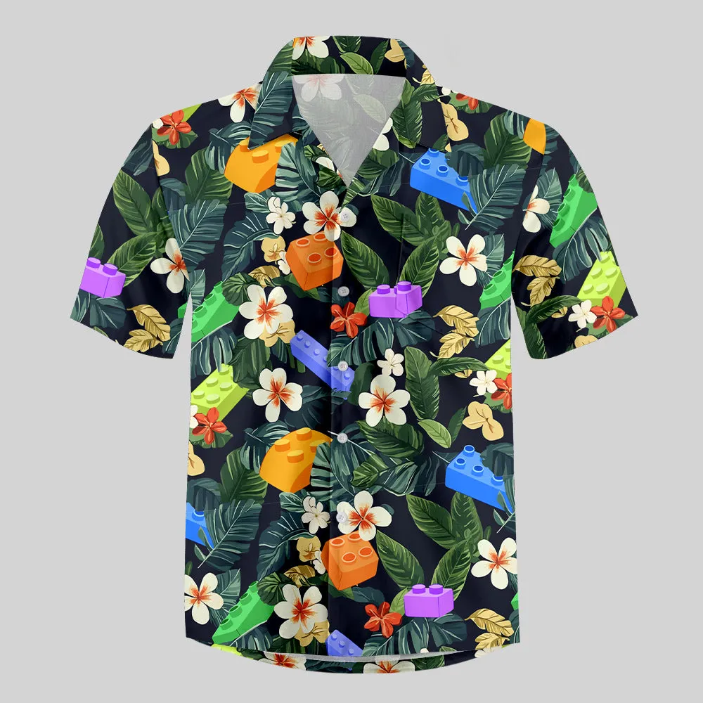 Hawaiian Brick Paradise Button Up Pocket Shirt - Image 2