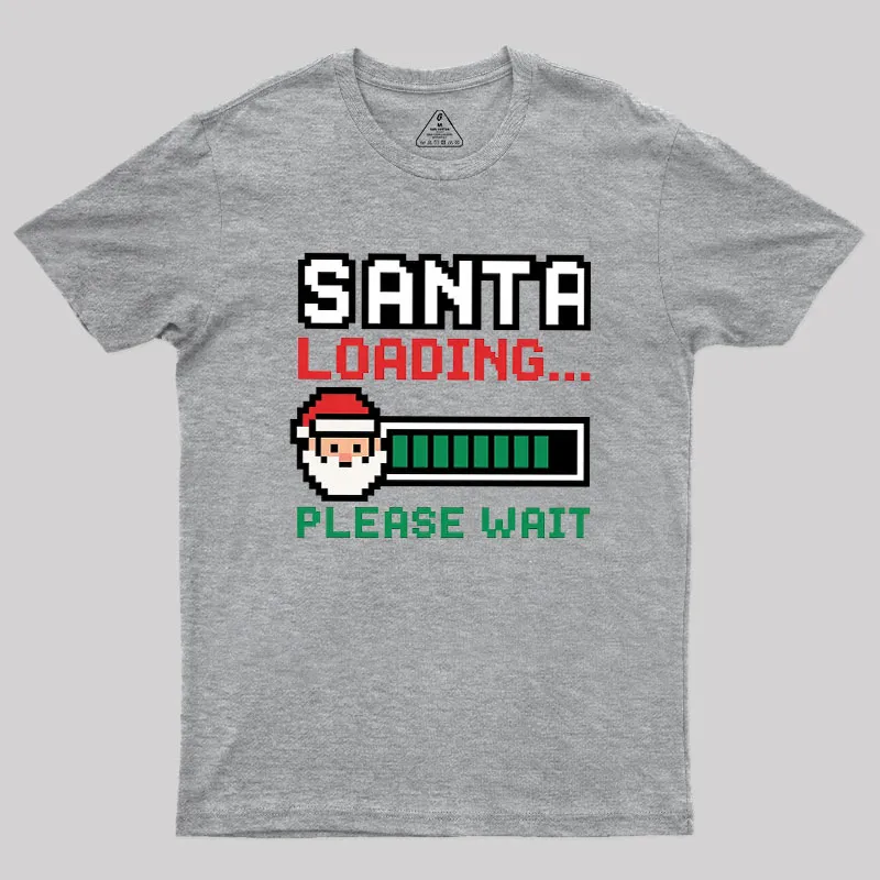 Santa Loading Pixel Design Geek T-Shirt - Image 2