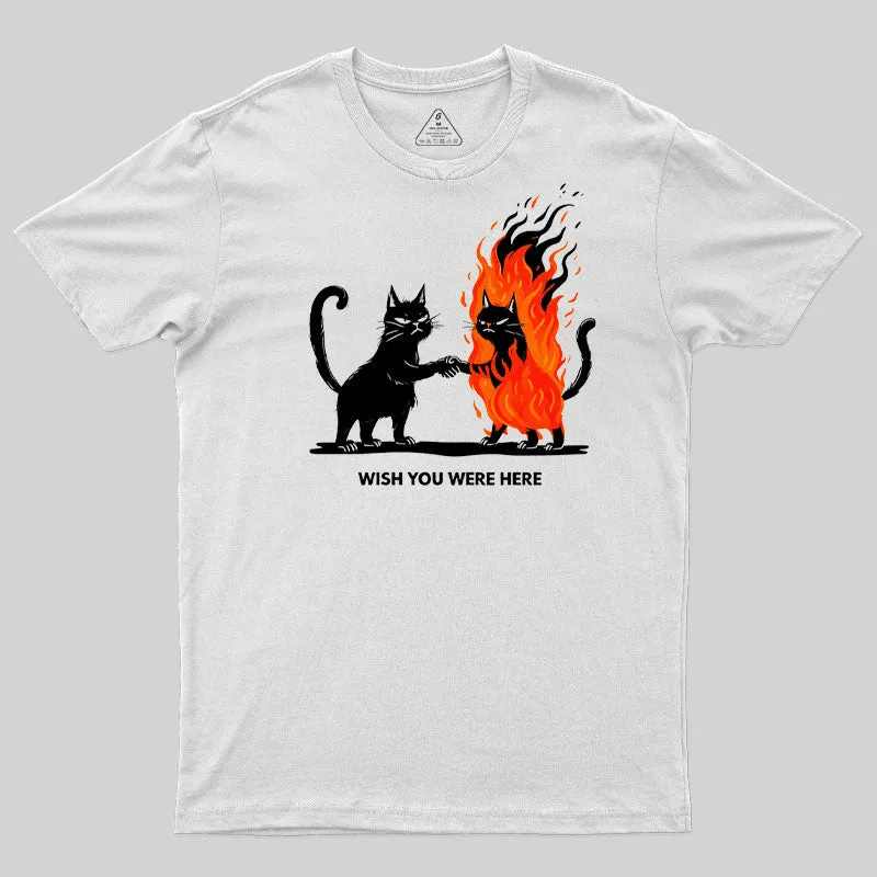 Wish You Were Here : Cat Geek T-Shirt - Image 4