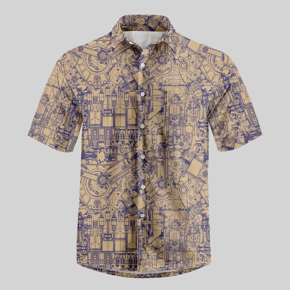 Complex Mechanical Circuit Button Up Pocket Shirt