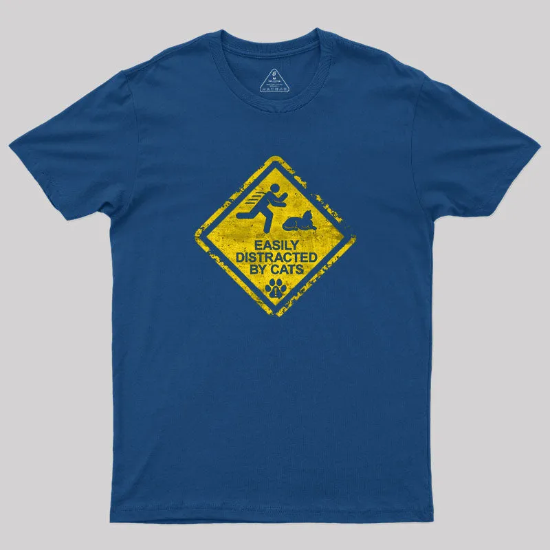 Cat Distraction Warning T-Shirt - Image 2