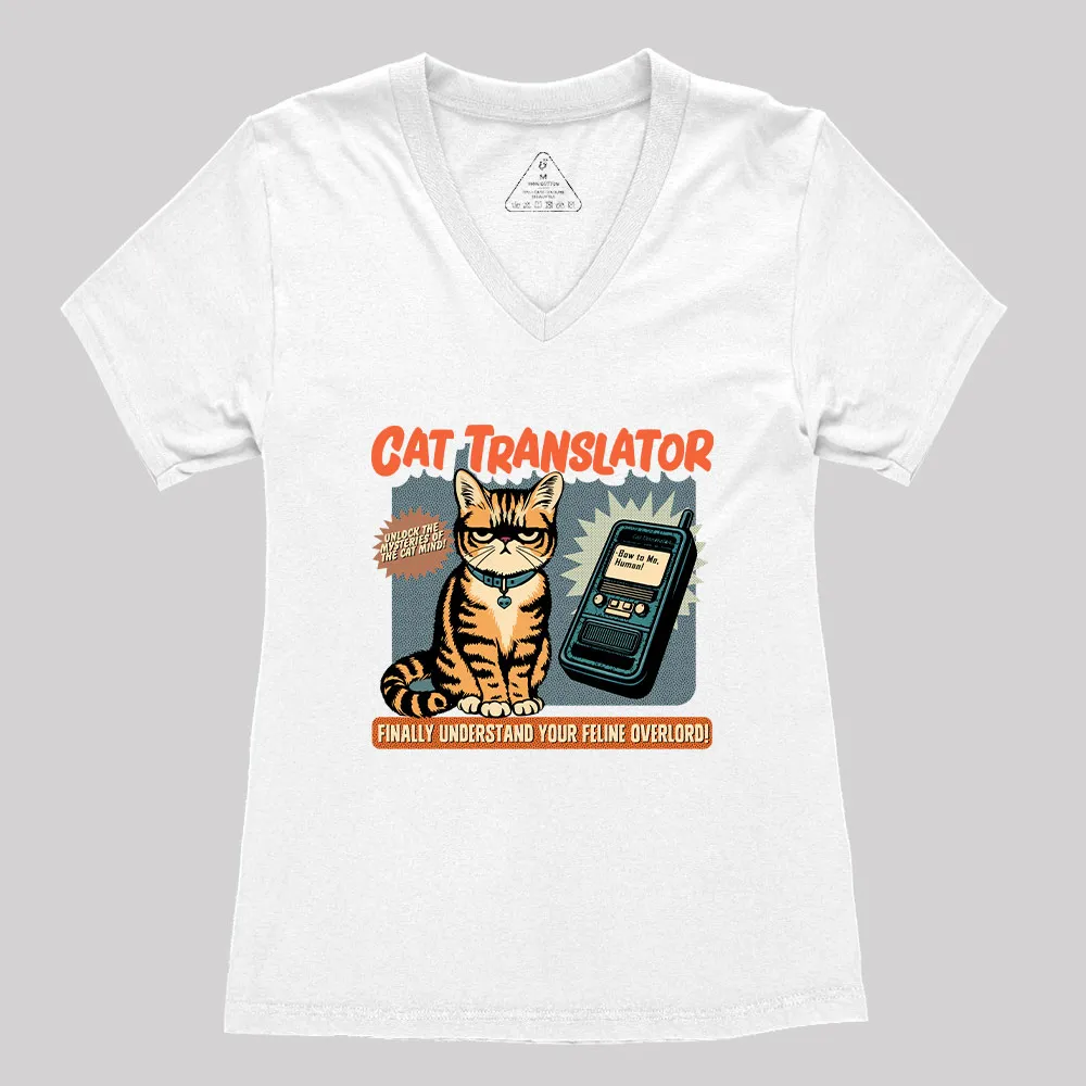 Cat Translator Geek Women's V-Neck T-shirt - Image 4