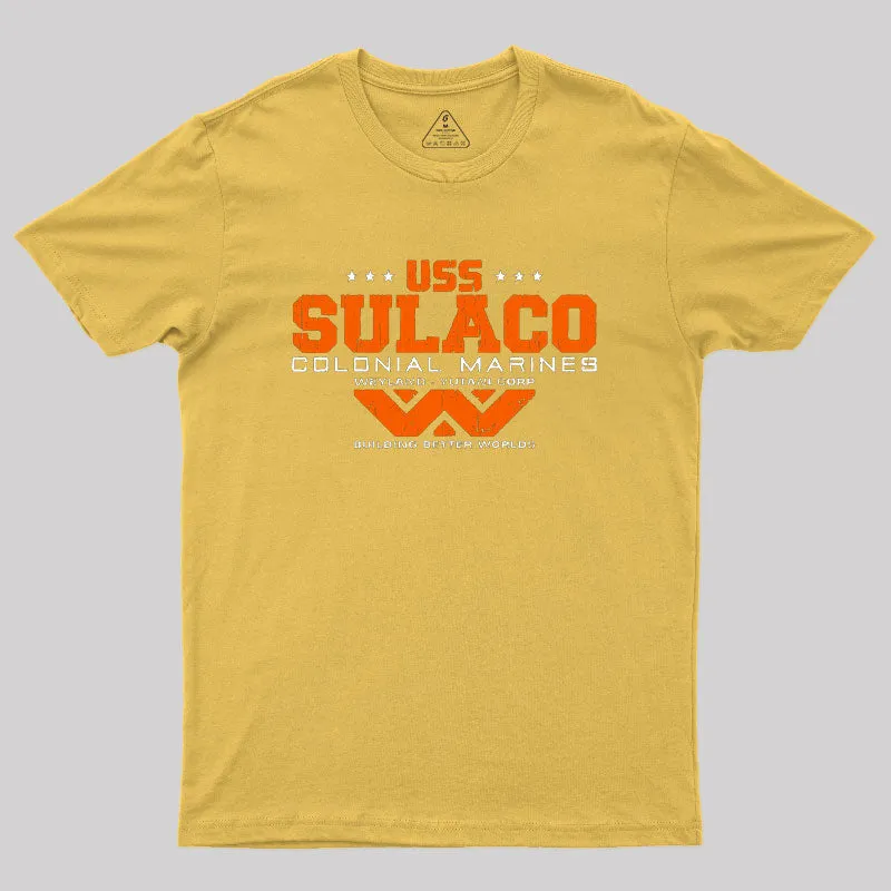 USS SULACO Weyland Corp Geek T-Shirt - Image 6