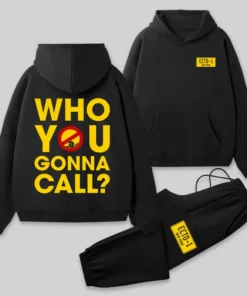 Who You Gonna Call Front and Back Printed Geek Fleece Hoodie Set
