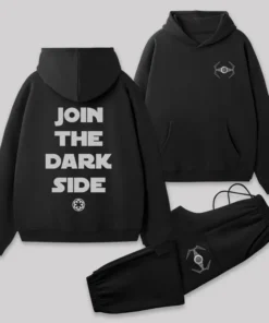Join The Dark Side Front and Back Printed Geek Fleece Hoodie Set