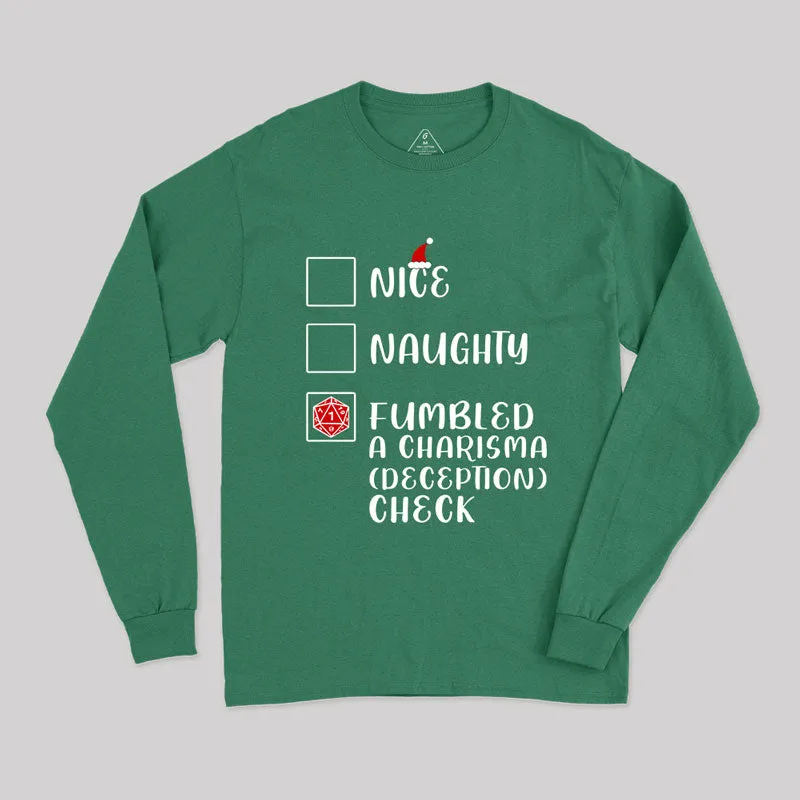 Funny Nice Naughty Fumbled Dice Roll Long Sleeve T-Shirt - Image 2