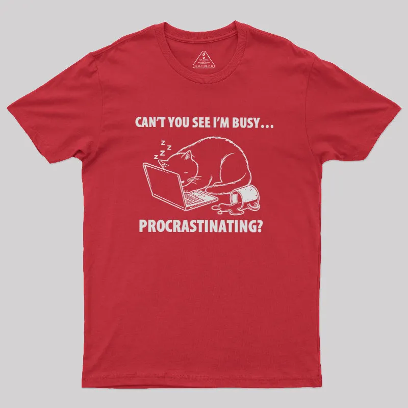 Procrastination Cat Geek T-Shirt - Image 5