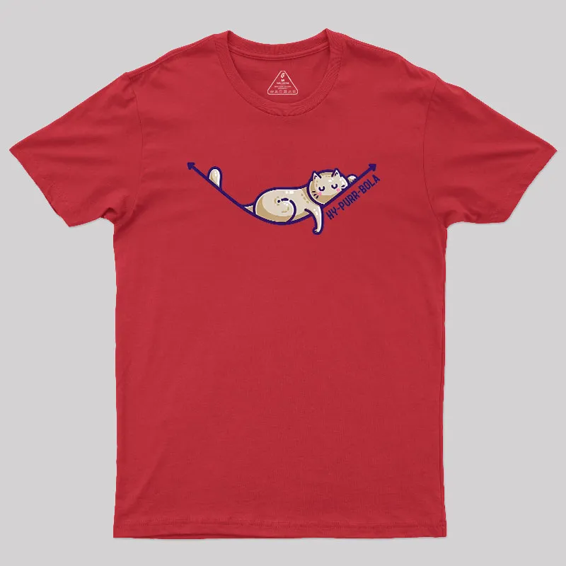 Hy-purr-bola Hyperbola Maths Cat Pun Geek T-Shirt - Image 3