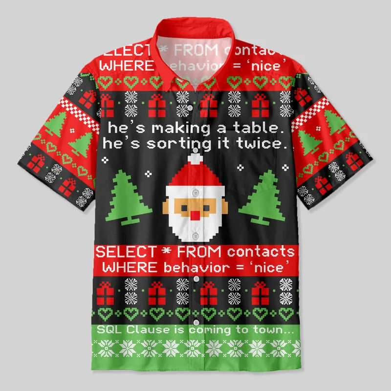 Sql Clause Is Coming to Town Button Up Pocket Shirt - Image 2