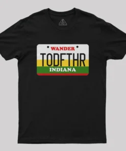 Alternative view of Scifi Monster TODFTHR License Plate Nerd T-Shirt