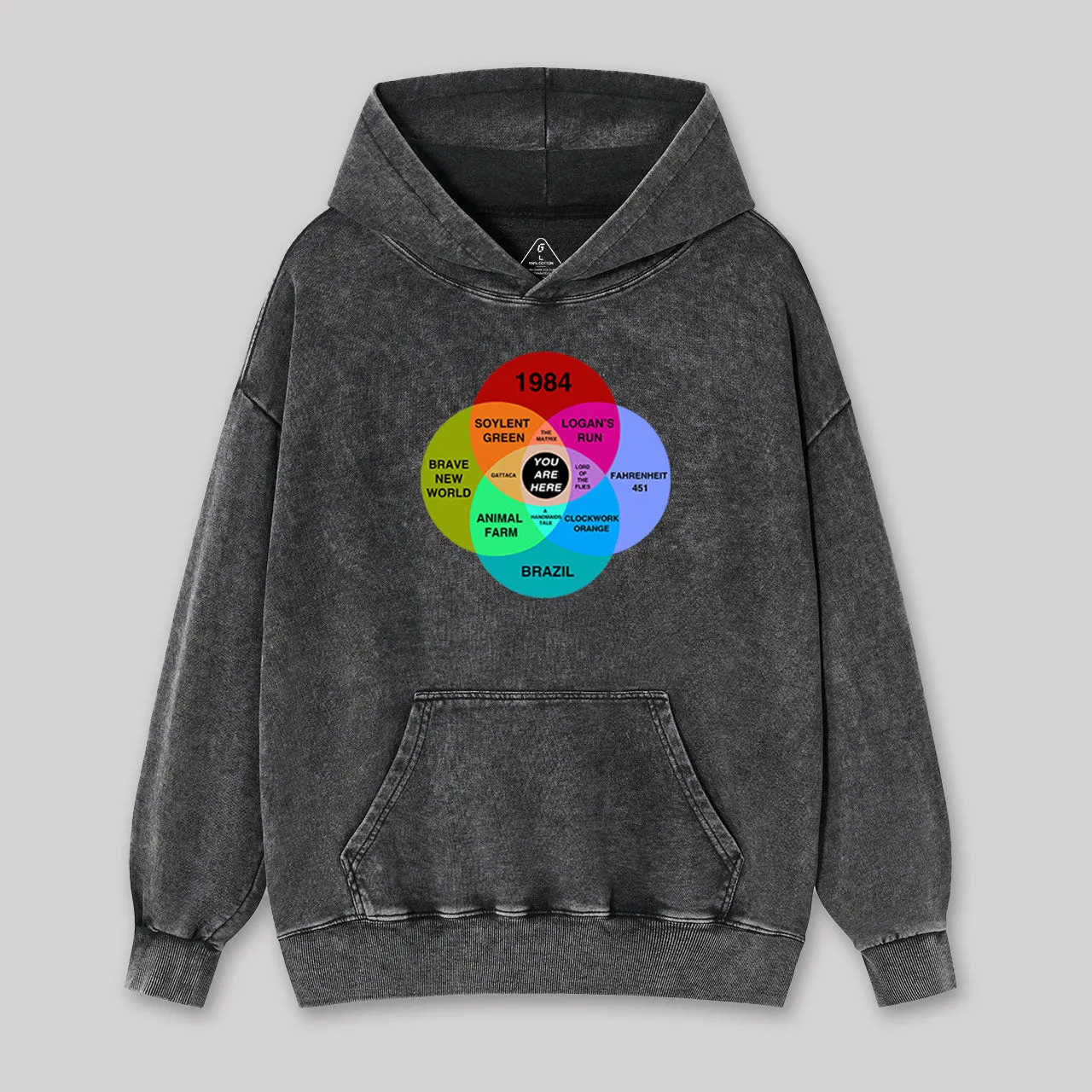 Dystopian Venn Diagram You Are Here Washed Hoodie - Image 2