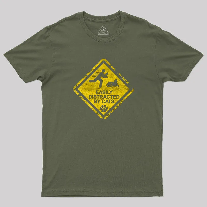 Cat Distraction Warning T-Shirt - Image 3