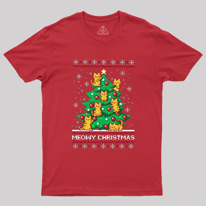 Meowy Christmas Geek T-Shirt - Image 4