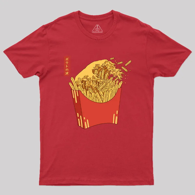 Fries Tsunami Geek T-Shirt - Image 5