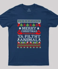 Alternative view of Merry Christmas Ya Filthy Animal Geek T-Shirt