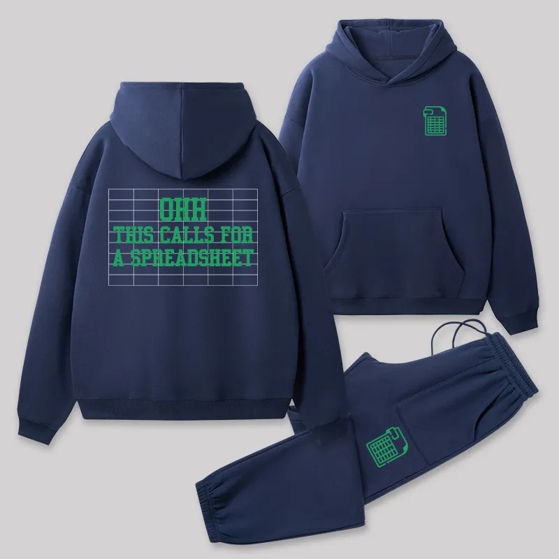 Ohh... This Calls For A Spreadsheet Front and Back Printed Geek Fleece Hoodie Set - Image 2