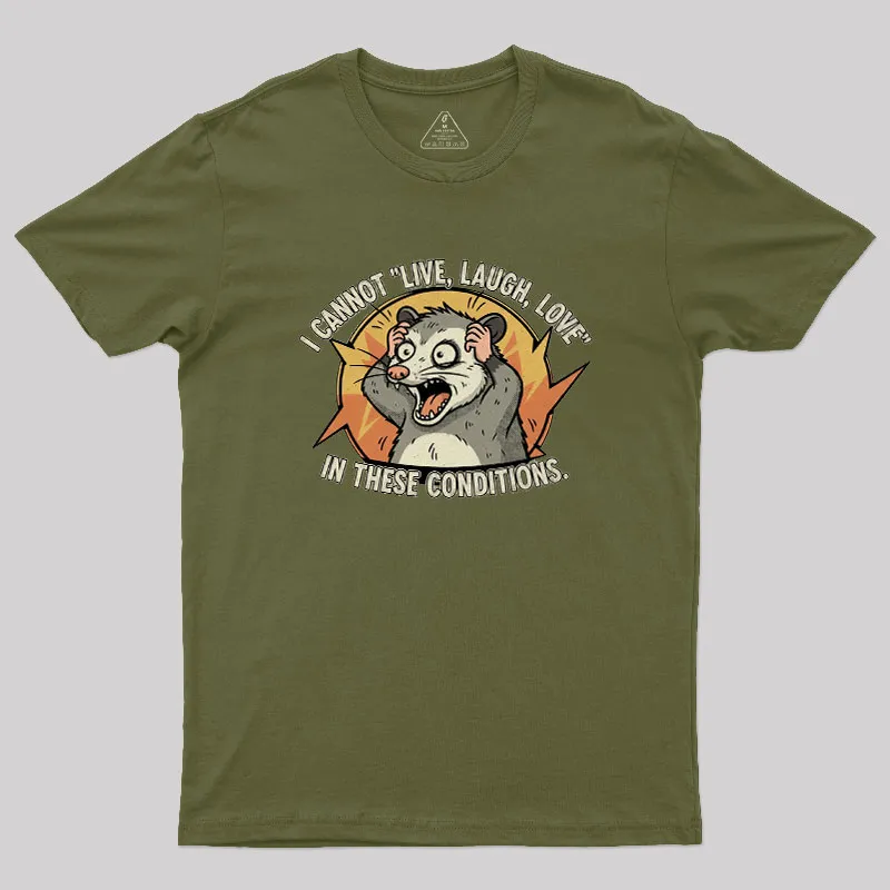 Opossum Live Laugh Love Geek T-Shirt - Image 3