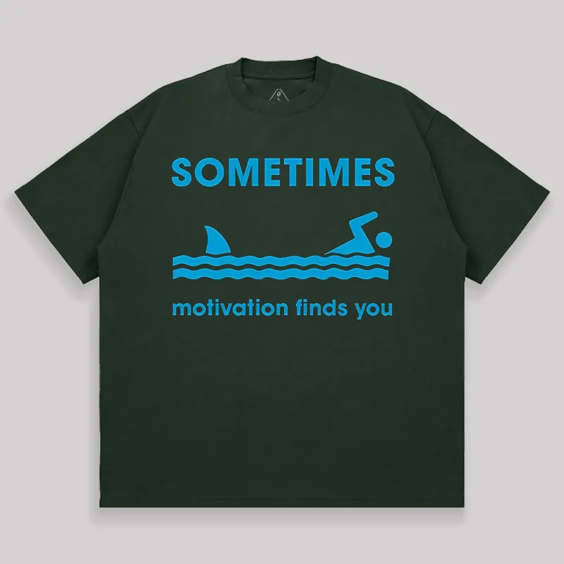 Sometimes Motivation Finds You Unisex Oversized T-shirt - Image 3