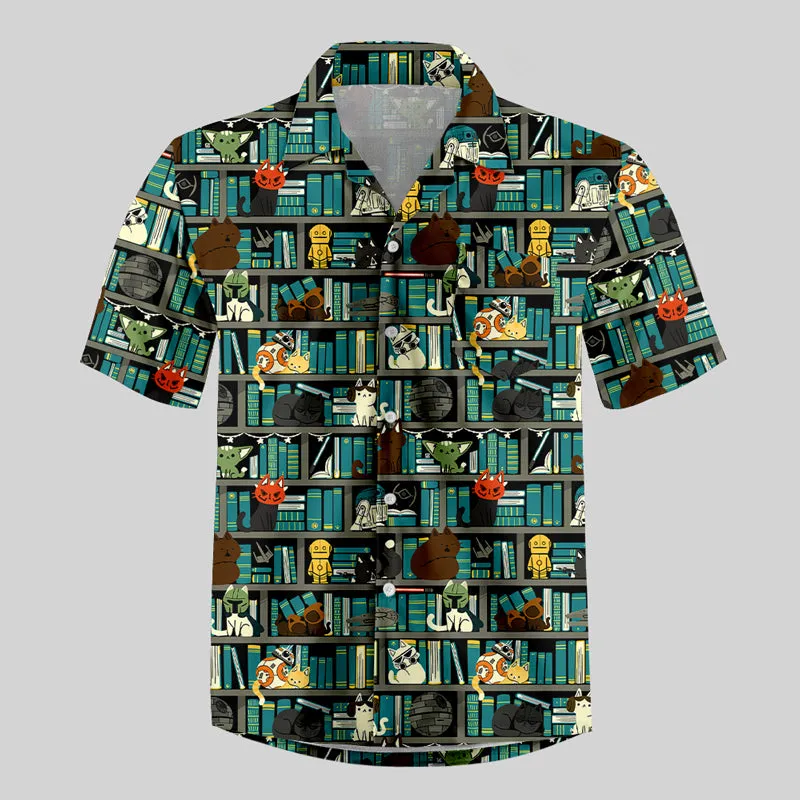 Sci-Fi Universe Bookshelf Button Up Pocket Shirt - Image 2