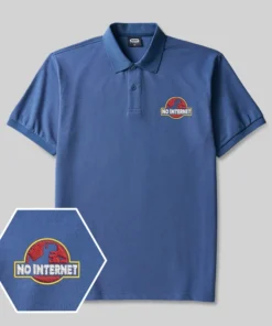 Alternative view of No Internet Geek Embroidered Polo Shirts