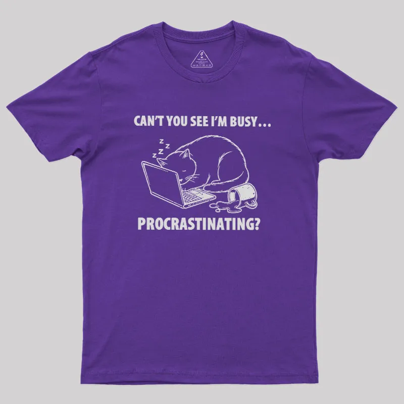Procrastination Cat Geek T-Shirt - Image 6
