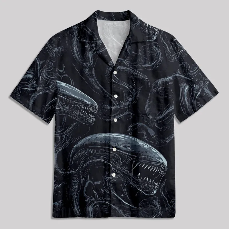 Alien Dark Blue Button Up Pocket Shirt - Image 2