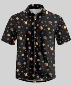 DND Moon and Colorful Dice Button Up Pocket Shirt
