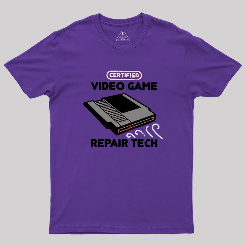 Certified Video Game Repair Tech Geek T-Shirt - Image 3